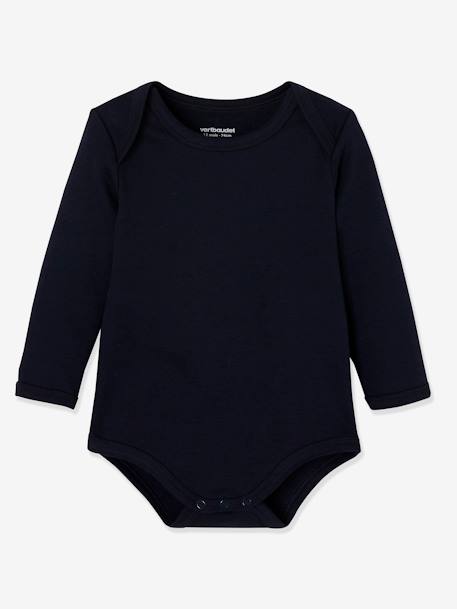 Lot de 7 bodies manches longues ouverture US bébé BASICS lot rose poudré+lot vert grisé - vertbaudet enfant 