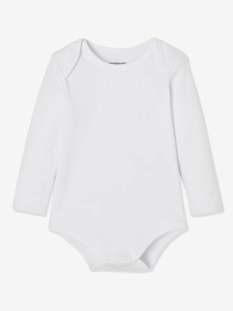 Lot de 7 bodies manches longues ouverture US bébé BASICS lot rose poudré+lot vert grisé - vertbaudet enfant 