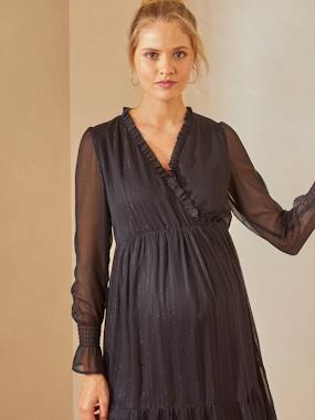 Maternity-Long Frilly Dress, Maternity & Nursing Special