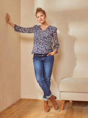 Maternity-Blouses, Shirts & Tunics-Printed Frilly Blouse, Maternity & Nursing Special
