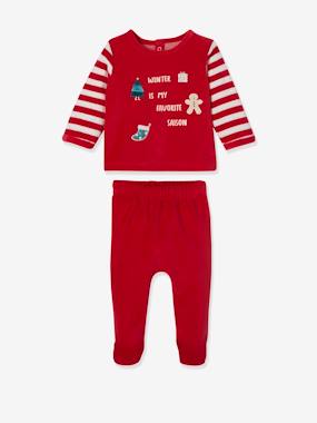 Baby-Pyjamas & Sleepsuits-Christmas Velour Pyjamas for Babies