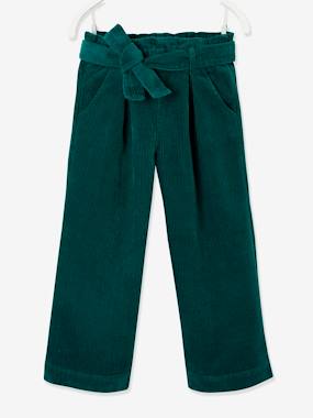 Wide 7/8 Corduroy Trousers, for Girls  - vertbaudet enfant