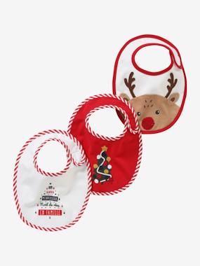 -Set of 3 Bibs, Christmas Special, for Babies, Family Capsule Collection