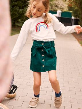 selection-velour-"Paperbag" Style Skirt in Corduroy for Girls