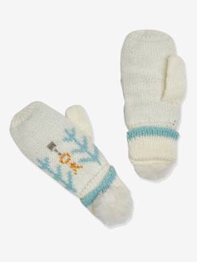 Girls-Accessories-Jacquard Knit Gloves with Faux Fur Pompoms for Girls, Oeko Tex®