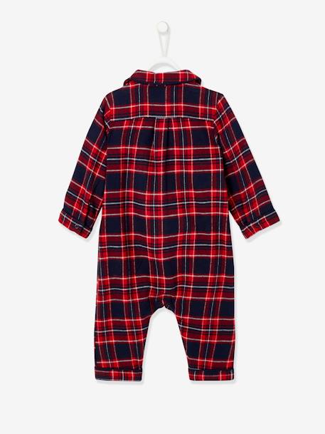 Chequered Flannel Sleepsuit for Babies Red Checks - vertbaudet enfant 