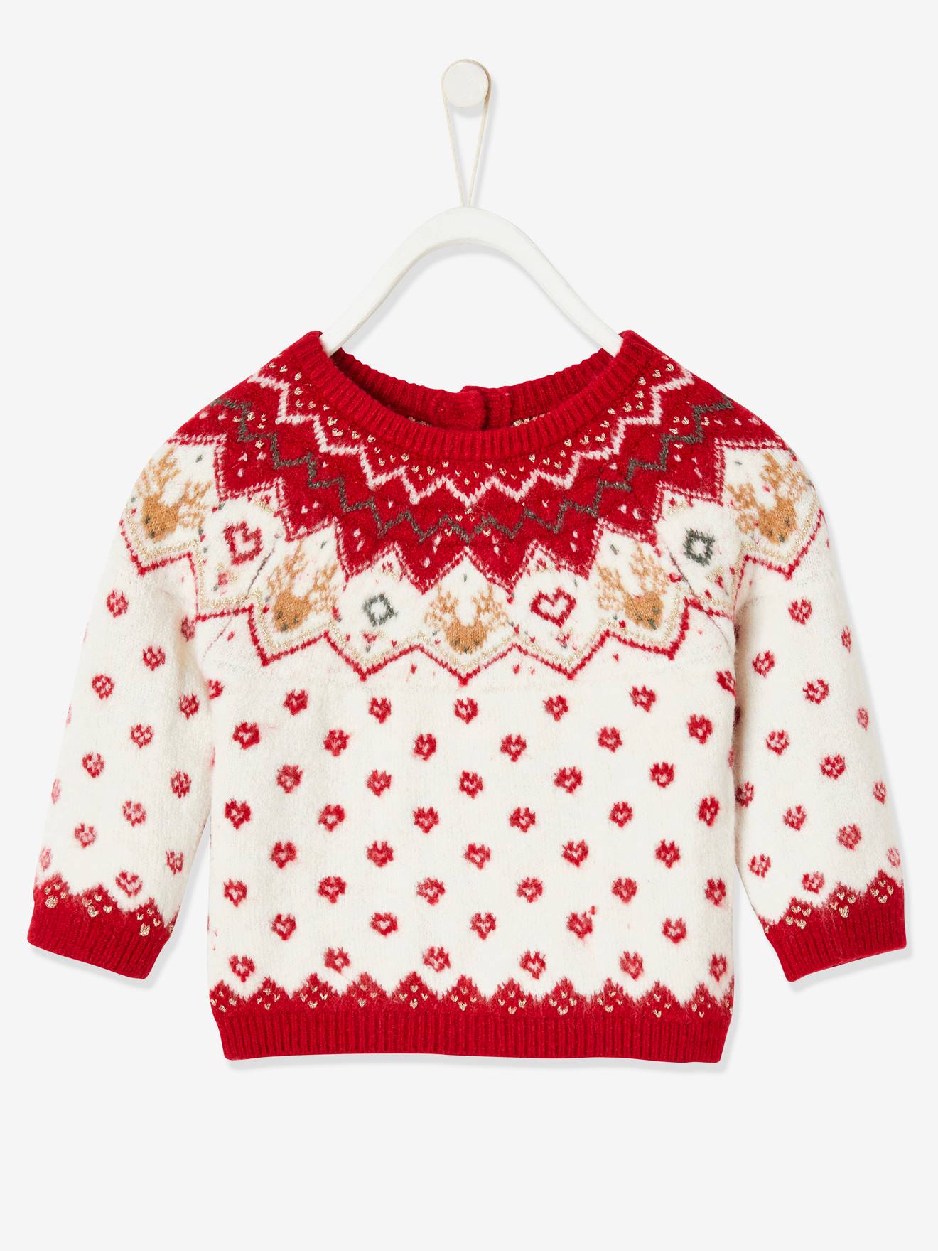 Pull Jacquard De Noel Bebe Ivoire Bebe