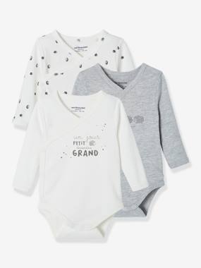 -Pack of 3 Long-Sleeved Bodysuits for Newborns, Organic Cotton, Lovely Nature