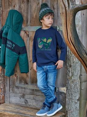 -"Winter Wood" Top with Bouclé & Embroidered Details for Boys