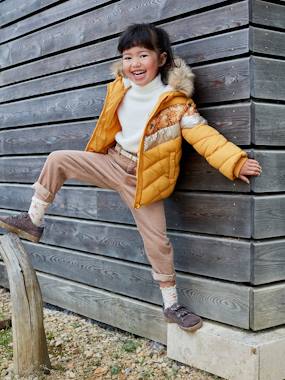 selection-velour-Corduroy Paperbag Trousers, Iridescent Braided Belt, for Girls