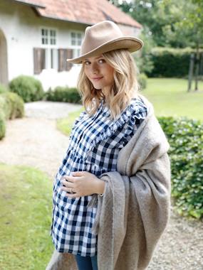 Maternity-Blouses, Shirts & Tunics-Blouse with Woven Checks, Maternity & Nursing Special