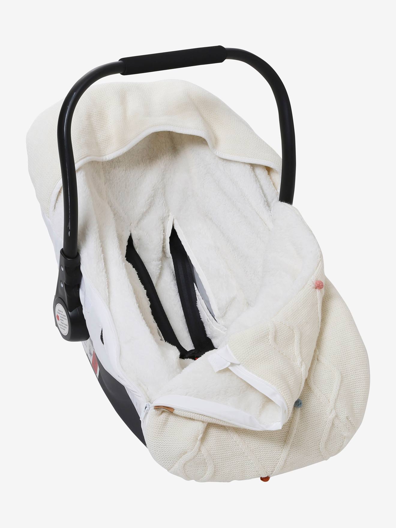 Chancelière tricot doublée polaire pour siège-auto coque - 0/9 mois - blanc  clair uni