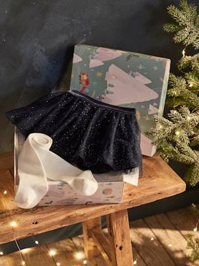 -Occasion Ensemble, Glittery Tulle Skirt & Tights for Babies