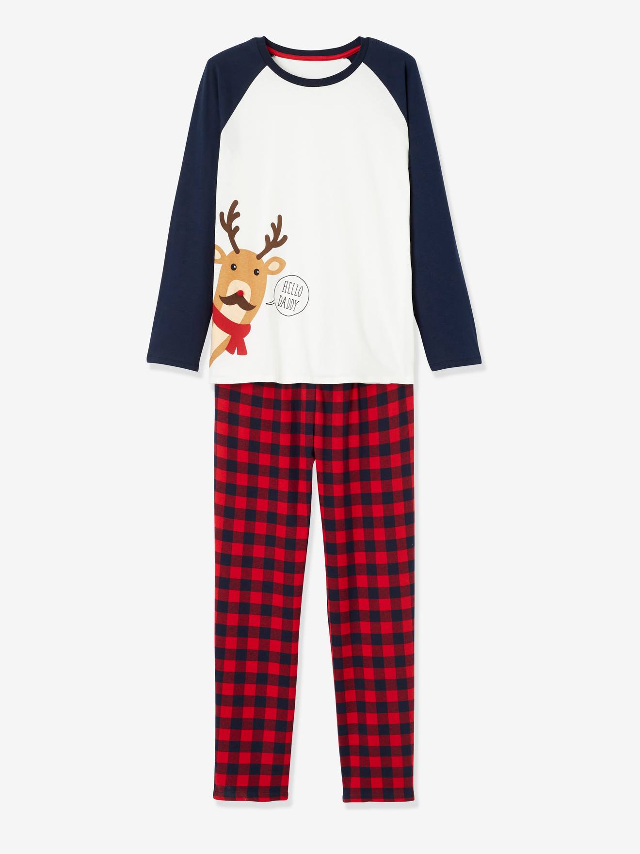 Pyjama Noël homme / Pyjama famille - beige avec anim et bas à