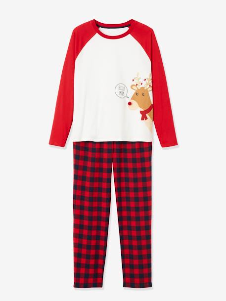 Pyjama Noël femme / Pyjama famille Oeko-Tex® Beige avec anim et bas à carre - vertbaudet enfant 