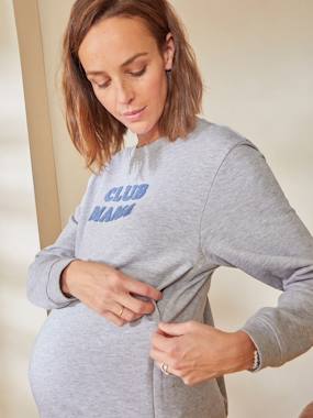 Vêtements de grossesse-Allaitement-Sweat molleton à message grossesse et allaitement