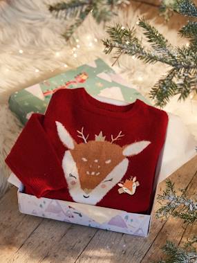 -Christmas Combo with Deer & Matching Hair Slide, for Girls
