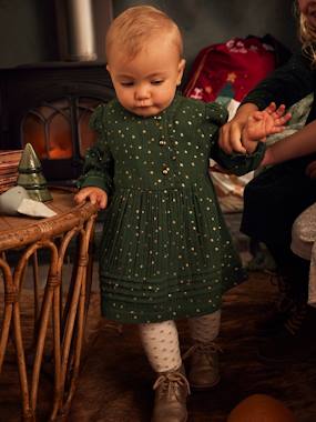 Cotton Gauze Dress with Asymmetric Fastening, for Babies  - vertbaudet enfant