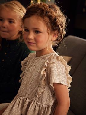 Girls-Dresses-Occasion Wear Dress in Fancy Iridescent Fabric, for Girls