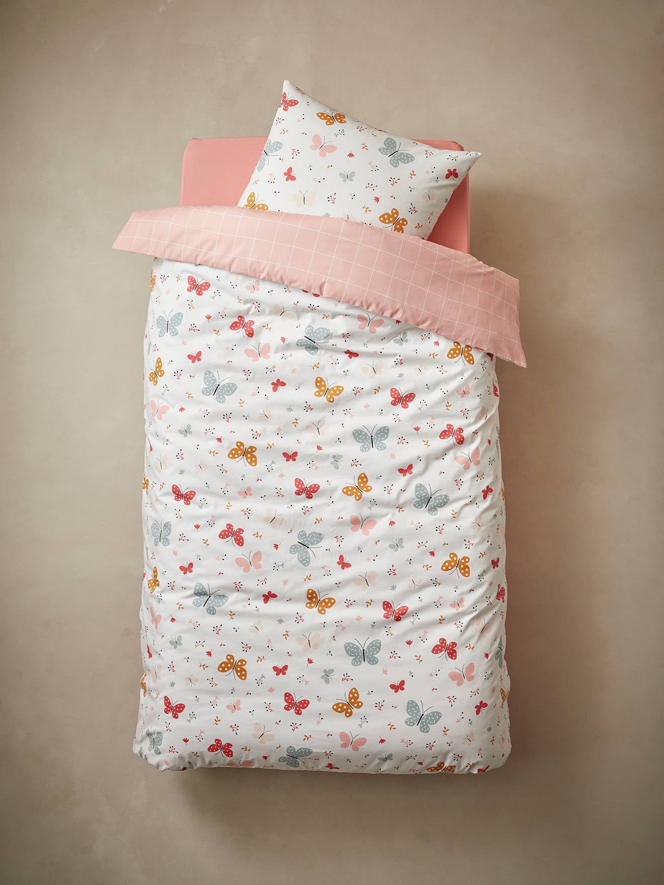 Housse de couette et taie d'oreiller Mariposa Butterfly - Blanc - 135 x
