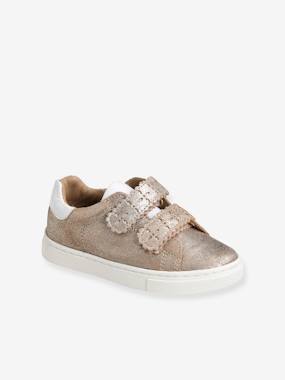 -Touch-Fastening Leather Trainers for Girls, Designed for Autonomy