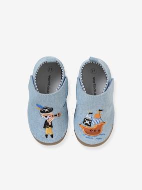 -Touch-Fastening Slippers in Denim for Baby Boys