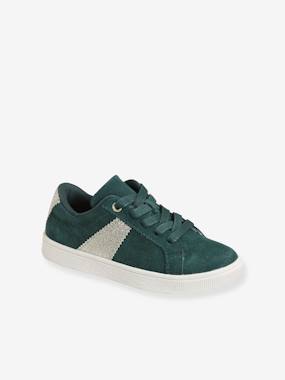 -Leather Trainers with Laces & Zip, for Girls