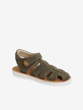 Shoes-Boys Footwear-Sandals-Leather Sandals with Touch Fastening Strap, for Baby Boys