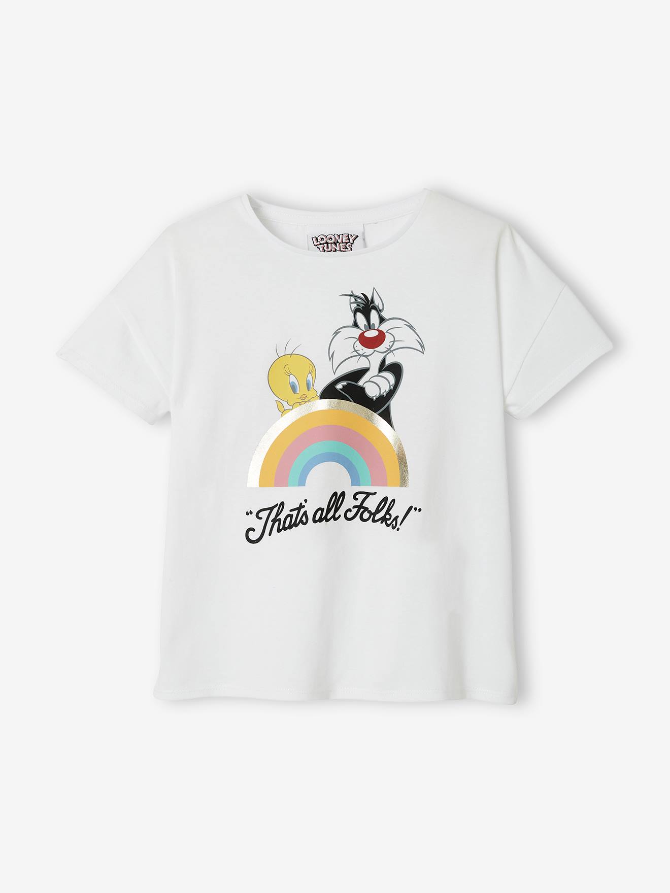 Tunes® T-Shirt & Tweety with design, - Looney solid Girls for Girls white Sylvester light