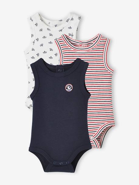 Lot De 3 Bodies Bebe Sans Manches Lot Encre Bebe