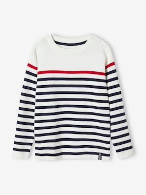 Boys-Cardigans, Jumpers & Sweatshirts-Jumpers-Sailor-Style Striped Jumper for Boys