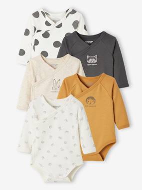 Baby-Bodysuits & Sleepsuits-Pack of 5 Long Sleeve Bodysuits for Babies