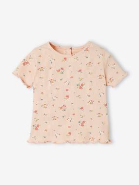 Floral T-Shirt in Rib Knit for Babies  - vertbaudet enfant