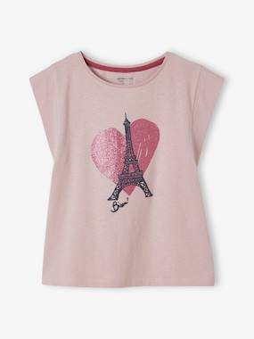-City T-Shirt with Sequinned Details for Girls