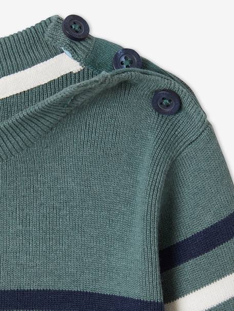 Sailor-Style Striped Jumper for Boys BROWN MEDIUM STRIPED+ecru+green+GREEN MEDIUM SOLID WITH DESIG - vertbaudet enfant 
