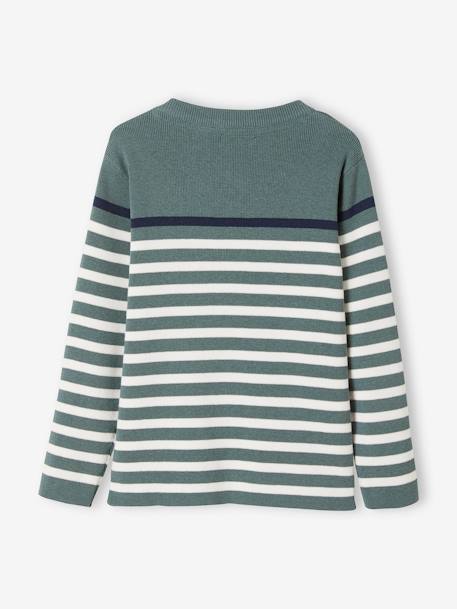 Sailor-Style Striped Jumper for Boys BROWN MEDIUM STRIPED+ecru+green+GREEN MEDIUM SOLID WITH DESIG - vertbaudet enfant 