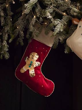 Linge de lit & Déco-Décoration-Objet déco-Chaussette de Noël à sequins réversibles Mr Biscuit