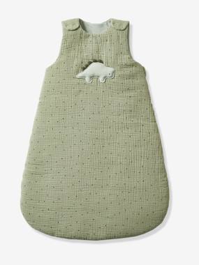 Bedding & Decor-Baby Bedding-Sleeveless Baby Sleep Bag in Cotton Gauze, Dinosaurus