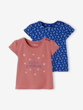 Baby-T-shirts & Roll Neck T-Shirts-T-shirts-Pack of 2 Short Sleeve T-Shirts for Baby Girls