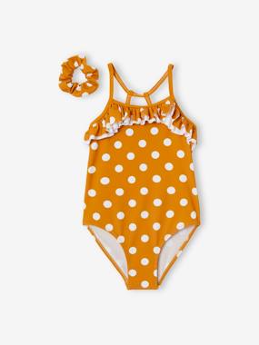 -Swimsuit with Dot Print for Girls