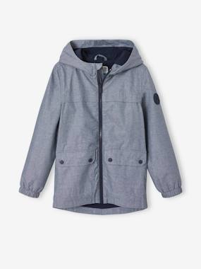 Coat & jacket-Water-Repellent Windcheater with Hood, in Chambray, for Boys