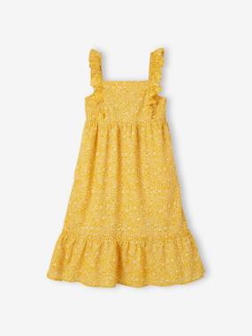 Girls-Long Dress with Ruffled Straps for Girls