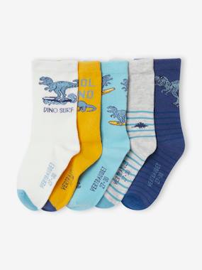 Pack of 5 Pairs of Dinosaur Socks, Oeko-Tex®  - vertbaudet enfant