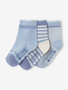 Baby-Socks & Tights-Pack of 3 Pairs of Striped Socks for Baby Boys