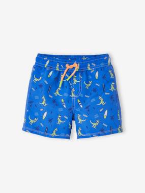 -Swim Shorts with Printed Dinos, for Boys