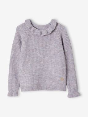 Girls-Cardigans, Jumpers & Sweatshirts-Soft Jumper in Scintillating Marl Knit with Fancy Neckline, for Girls