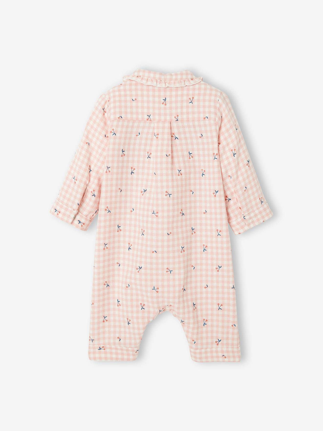 Pyjama bébé avec imprimé à carreaux et col à vague