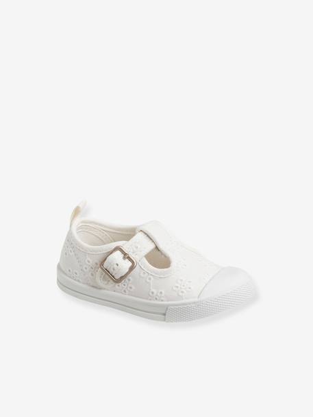 Babies Bebe Fille En Toile Broderies Anglaises Blanches Chaussures