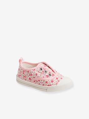 Shoes-Baby Footwear-Baby Girl Walking-Fabric Trainers with Elastic, for Baby Girls