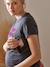 T-shirt à message grossesse et allaitement en coton bio Bleu+Gris anthracite+Marron+Marron+Rose - vertbaudet enfant 